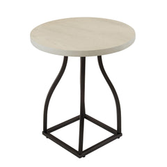 Apollo Accent Table, 20 Inch Round Wood White Top, Black Metal Base