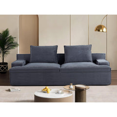 Saga Oversized Full Foam 4 Seater Couch for Living Room Upholstered in Soft Corduroy Fabric, Wide Armrests, Ergonomic Compressed Sofa in a Box, No Assembly, 90 Inch Wide, Grey