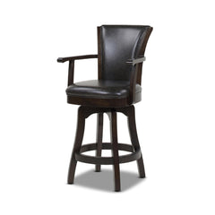 Apollo 27in Swivel Counter Height Bar Stool, Vintage Black Brown Faux Leather