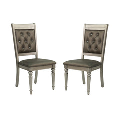 Luxury Silver Accent Tufted Upholstered Chairs Set of 2 Dining Side Chairs