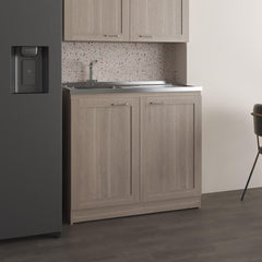 Olympus 39" Wide Utility Sink, Base Cabinet Two-Door Cabinet With Two Shelves, Stainless Steel Sink, Laundry Room, Garage Sink, Light Gray