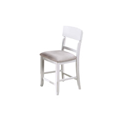 Antique White Color High Chairs Modern Ladder Back design Set of 2pc Counter HT. Dining Chairs Fabric Cushion Seat Wooden Dining Room