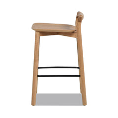 Shangri-La 26.5" Modern Minimalist Low Back Wood Counter Stool, Natural Blonde Ash Wood