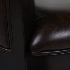 Apollo 31" Swivel Bar Stool with Armrests, Vintage Brown Faux Leather