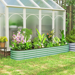 7.9' x 2' x 1' Galvanized Raised Garden Bed Kit, Metal Planter Box with Safety Edging, Green