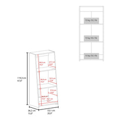 Zeus 47" Tall Three-Tier Ladder Bookcase White