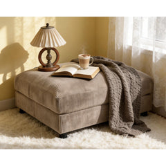Corduroy Upholstered Rectangle Ottoman