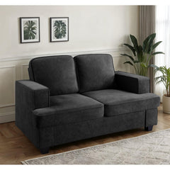 Modern Velvet Loveseat, Comfortable 2 Seater Couch with Deep Seating and High-Density Foam, Loose Back Cushions, Wide Arms, Living Room Furniture for Home, Apartment, Office, Black