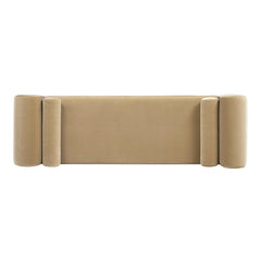 Avalon 60.5" Arched Arm Bench with Bolster Pillows, Camel Brown Beige Performance Velvet