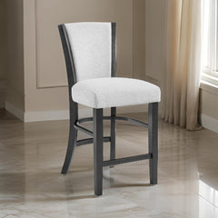Crest 24 Inch Counter Height Chair Set of 2, White Fabric Upholstery