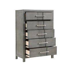 Oasis Modern Style 5-Drawer Chest Made with Wood in Gray