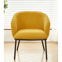 Modern Corduroy Accent Chair, Upholstered Armchair with Metal Legs, Mid-Century Barrel Chair for Living Room Bedroom, Easy Assembly