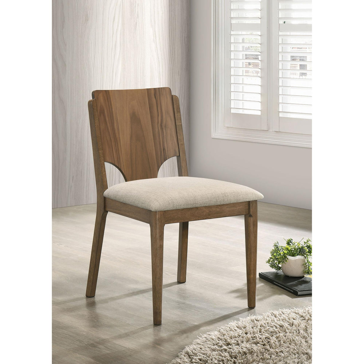 Achilles Walnut Upholstered Dining Side Chair (Set of 2)