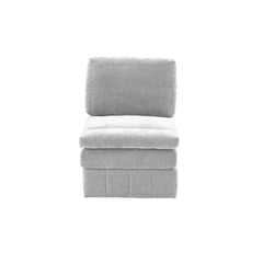 1pc Armless Chair Modular Plush Chair Sectional Sofa Living Room Furniture Granite Morgan Fabric- Suede