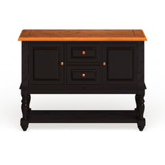Black And Antique Oak Country Style 1pc Server Solid wood Turned Leg Design Dining Room Furniture