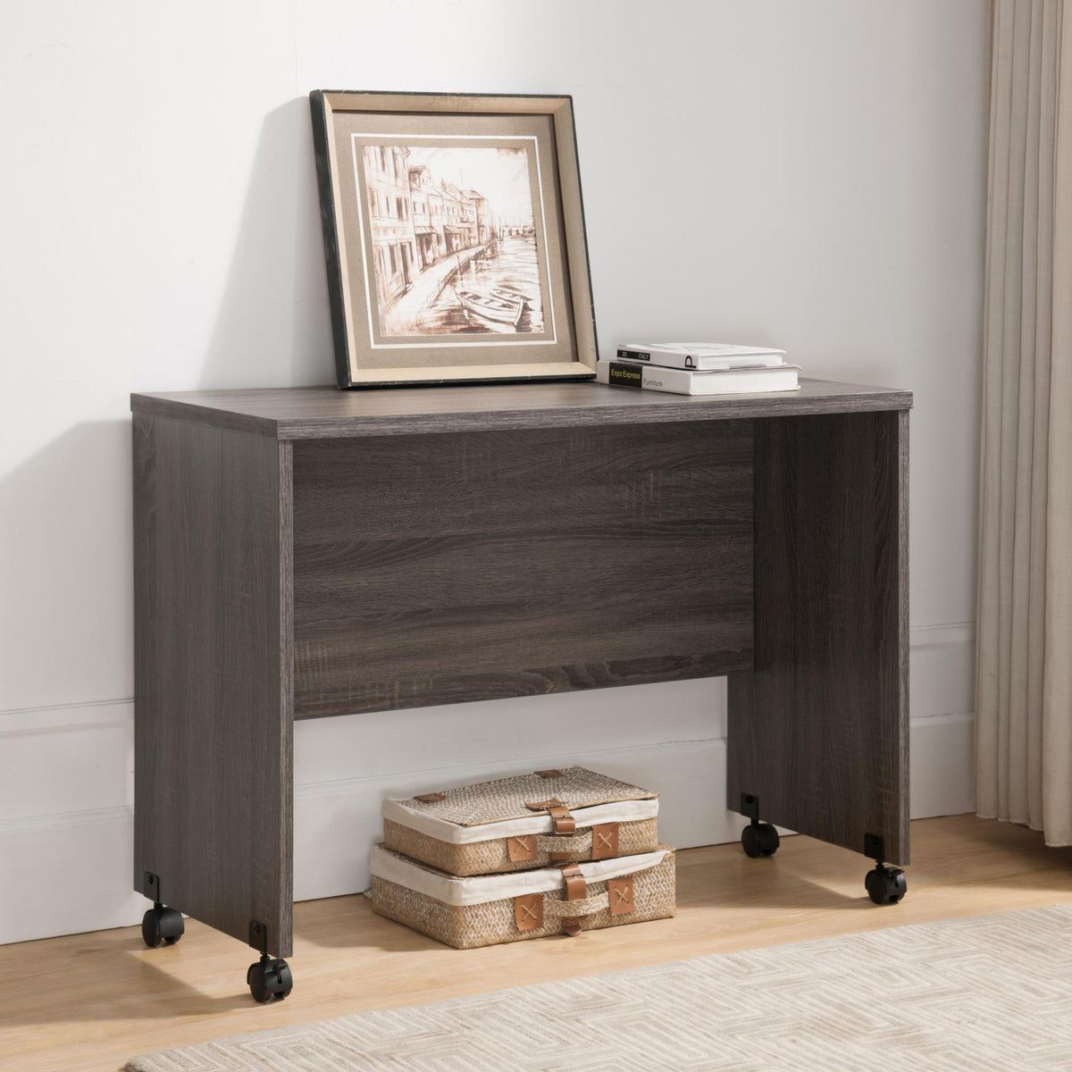 Armageddon Mobile Computer Desk, Home Office Desk - Distressed Grey
