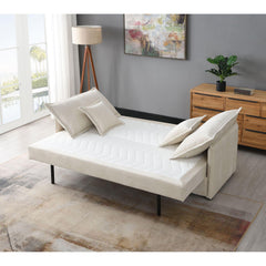 Polyxena Beige Fabric Sleeper Sectional Sofa w/ 2 Toss Pillows