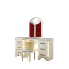 ODYSSEUS Vanity Set with side LED lightning made with Wood in Beige