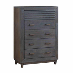 Transitional Style 1pc Chest Slat Design Mortise and Tenon Joinery Charcoal Brown Finish Bedroom Furniture
