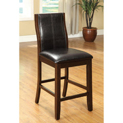 Transitional Dining Room Counter Height Chairs Set of 2pc High Chairs only Brown Cherry Unique Curved Back Espresso Leatherette Padded Seat