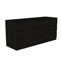 Meteor 6 Drawer Double Dresser, Metal Handles -Black