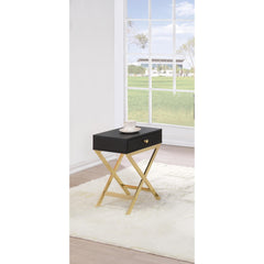 Aura Black & Brass Finish Accent Table