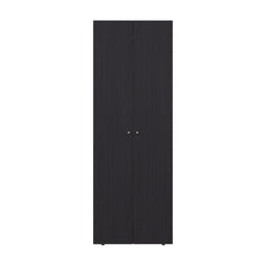 Home 2 Doors Closet System Armoire, Hanging Rod and Storage Shelf, Modern Armoire for Bedroom Organization Storage, Black