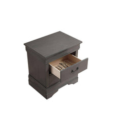 1pc Nightstand Gray Louis Philippe Solid wood English Dovetail Construction Antique Nickle Hanging Pulls