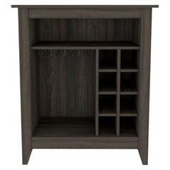 Halo Bar Cabinet, One Open Shelf, Six Built-in Wine Rack, One Drawer -Espresso