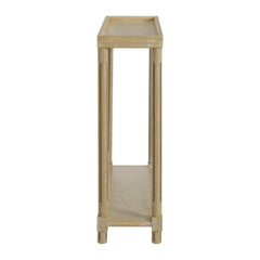 Narrow Side End Tables with Shelf, Set of 2, Distressed Oak