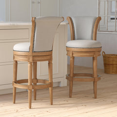 Story Wood Bar-Height Swivel Barstool with High-Back, Weathered Natural, 1PC