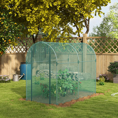 Galvanized Steel Crop Cage, Plant Protection Tent with Zippered Door, 4' x 8', Green