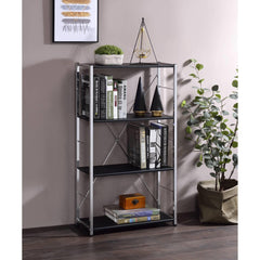 Avalon Black & Chrome Finish Bookshelf