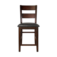 Valhalla Finish Wooden Counter Height Chairs Set of 2pc Classic Style Faux Leather Upholstered Seat Transitional Furniture