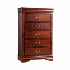 Dark Cherry Finish Transitional Style Chest 1pc Bracket Legs Dust Proof Case Hanging Drawers Pull English Dovetail Drawers Bedroom Furniture