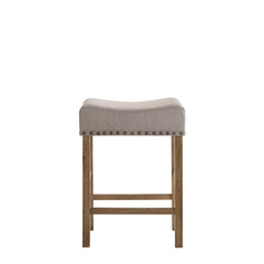 Crown II Tan Linen & Weathered Oak Finish Counter Height Stool (Set of 2)