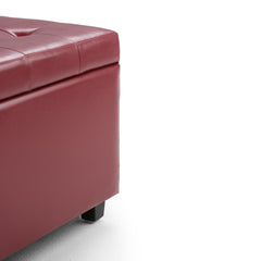 Gallery 34 inch Wide Storage Ottoman in Red Vegan Leather