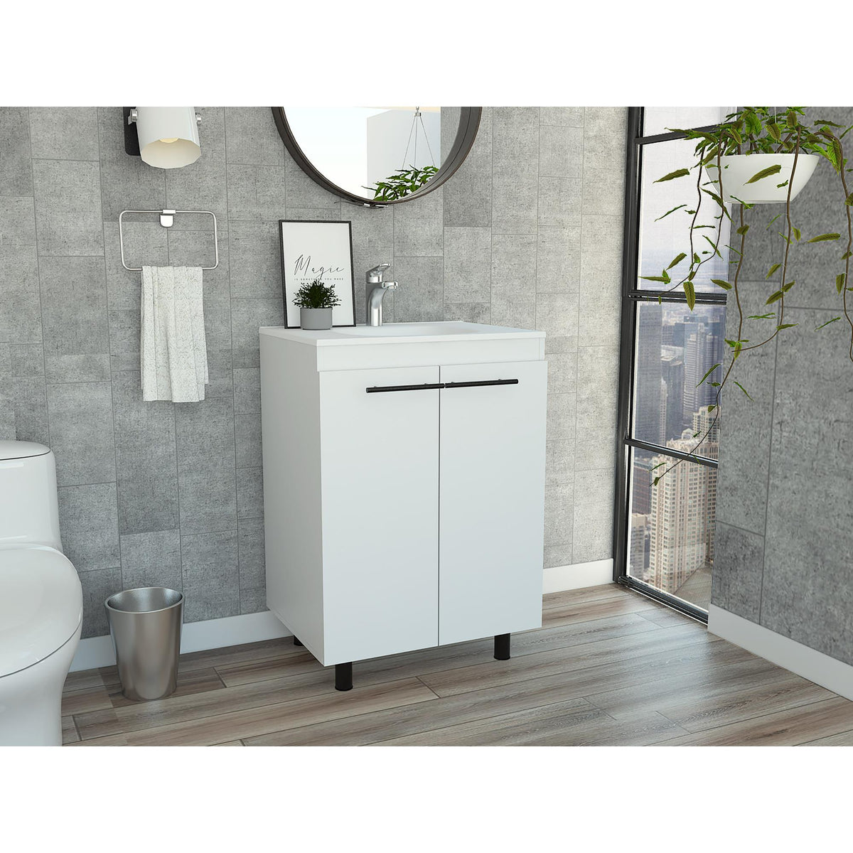 Armageddon 2-Door Rectangle Freestanding Vanity Cabinet White