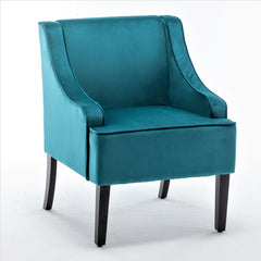 Versatile Upholstered Side Chair, Solid Wood Frame with Recessed Arms, Tapered Front Legs and Flared Back Legs, Foam & Sinuous Springs Cushioned Accent Chair for Entryway Bedroom Dining Room