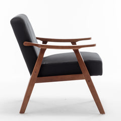 Accent Chair with Velvet Upholstery and Solid Wood Frame, Classic Mid-Century Modern Living Room Furniture for Extra Seating, Black