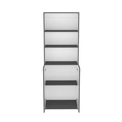 2-Door Bookcase with Upper Shelves, Matt Gray / White