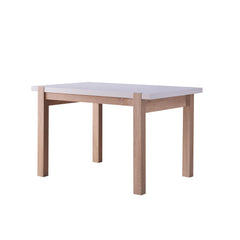 Dining Table Solid Wood Four Leg Posts Two Tone Color Thick Sturdy Hollow Core Construction Table Top