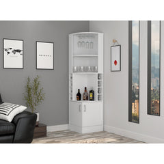 Story Corner Bar Cabinet, Two External Shelves White