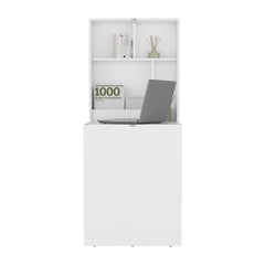 Jupiter 33" Wide x 23" Deep folding Table with Four Shelves, Floating Table, Retractable Table, Floating Desk, Ironing Table White