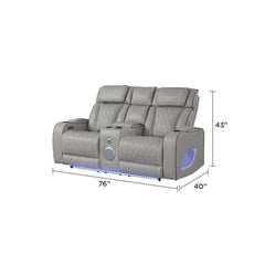 Hephaestus Modern Style Upholstery Recliner Loveseat Made with Wood & Massage Function Included-Gray