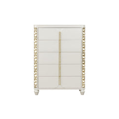 Dionysus Traditional Style Beige Wood Chest with Gold Coated LED Accents