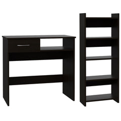 Archive Home Office Set, Single Drawer, Keyboard Tray,Bookcase -Black