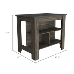 Astyanax Kitchen Island, Four Legs, Three Shelves -Dark Brown / Onyx