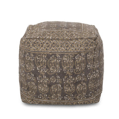 Pulsar Handcrafted Square Pouf, Taupe and Gold