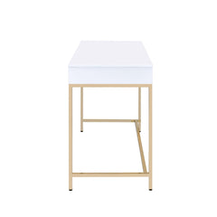 Astyanax White High Gloss & Gold Finish Writing Desk